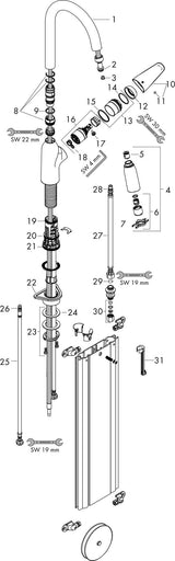 HANSGROHE HG Spültischmischer 180 mit sBox Ausziehbrause M4216-H180ST Edelstahl-Optik
