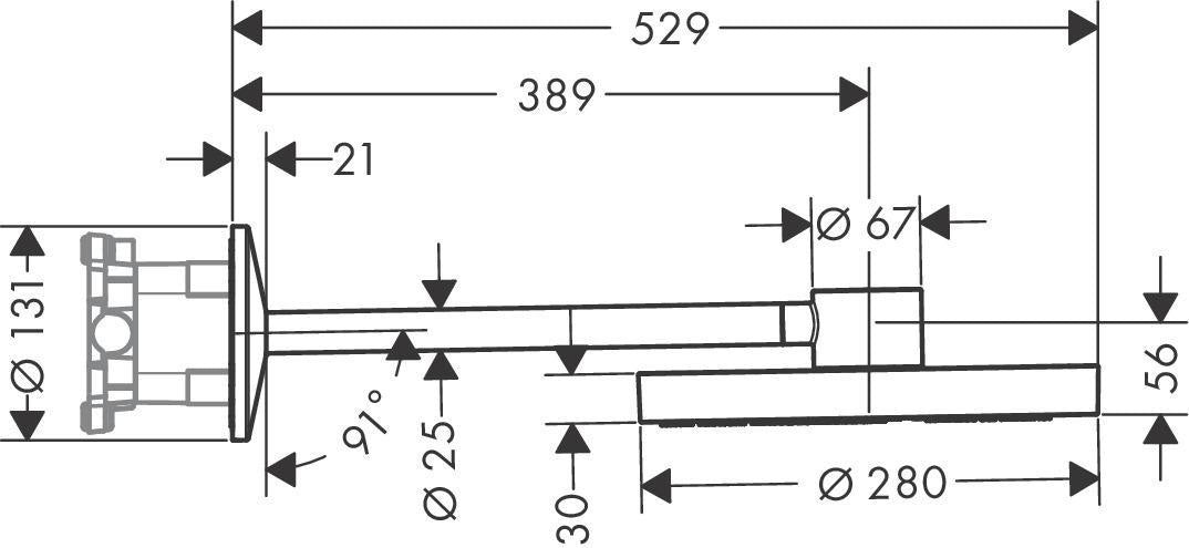 AXOR ONE 280 2jet Kopfbrause mit Brausearm, chrom – 2 Strahlarten