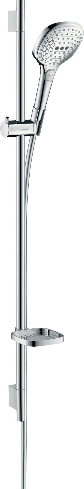 HANSGROHE Raindance Select E 120 Brauseset mit Unica´S Puro Stange, 3 Strahlarten, Chrom