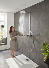 HANSGROHE Showerpipe RAINDANCE SELECT E 300 3jet ST DN 15 chrom – Duschsystem mit Thermostat ShowerTablet Select 300