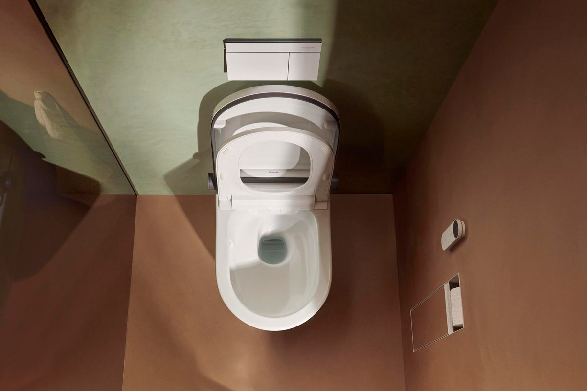 HANSGROHE XtraStoris Rock Toilettenbürstenhalter mit Papierhalter, befliesbare Tür, mattweiß