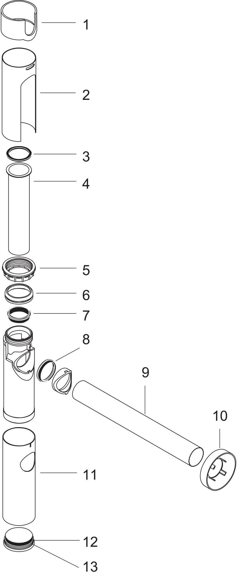 HANSGROHE Designsiphon FLOWSTAR – Flaschensiphon in brushed nickel, verstellbar 65-165 mm