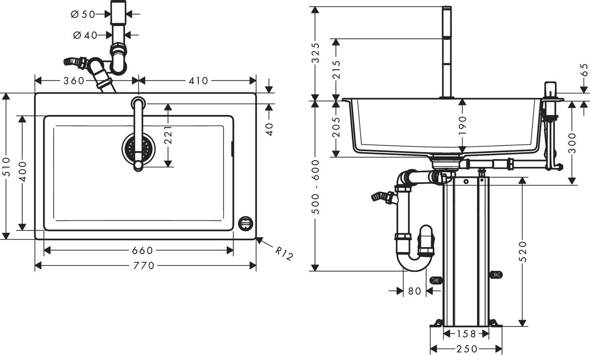 HANSGROHE Spülencombi Select 200 C51-F660-07 mit Einhebel-Küchenmischer chrom