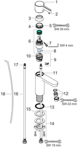 HANSGROHE Metris S Einhebel-Waschtischmischer LowFlow DN 15 mit Zugstangen-Ablaufgarnitur, chrom