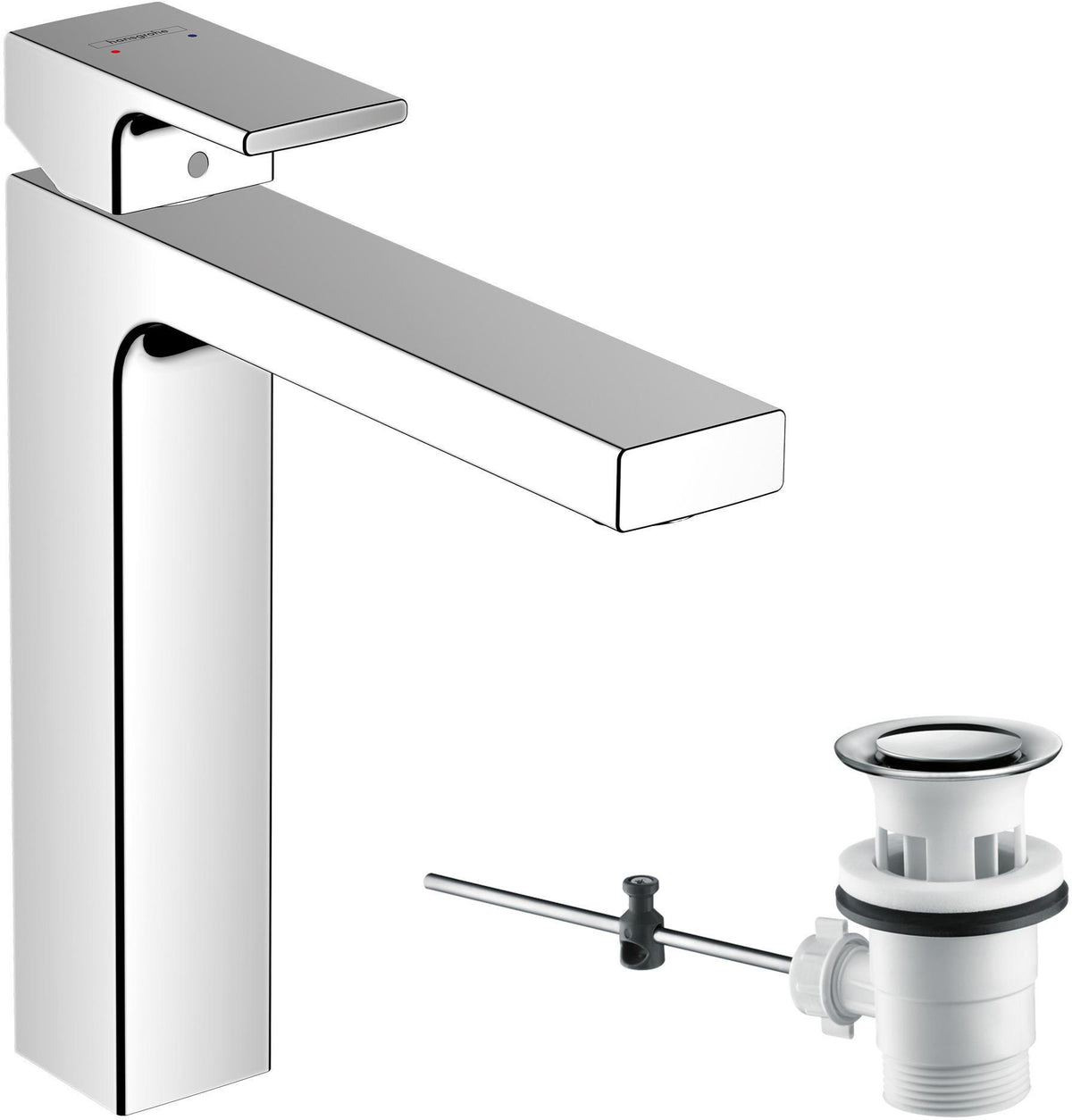 Hansgrohe VERNIS Shape 190 Einhebel-Waschtischmischer mit Zugstangen-Ablaufgarnitur, Chrom