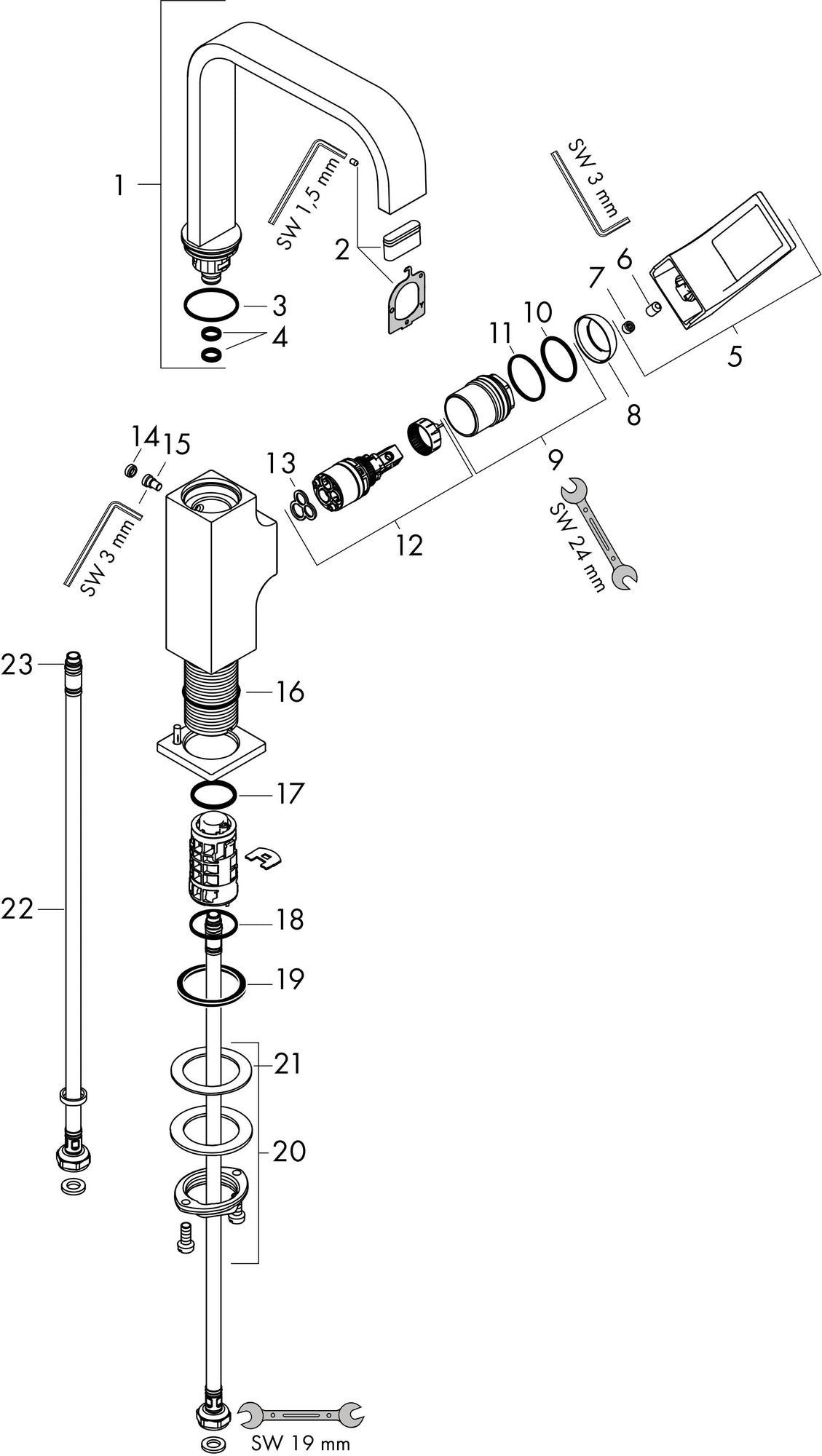 HANSGROHE METROPOL 230 Einhebel-Waschtischmischer DN 15 chrom mit Push-Open Ablaufgarnitur