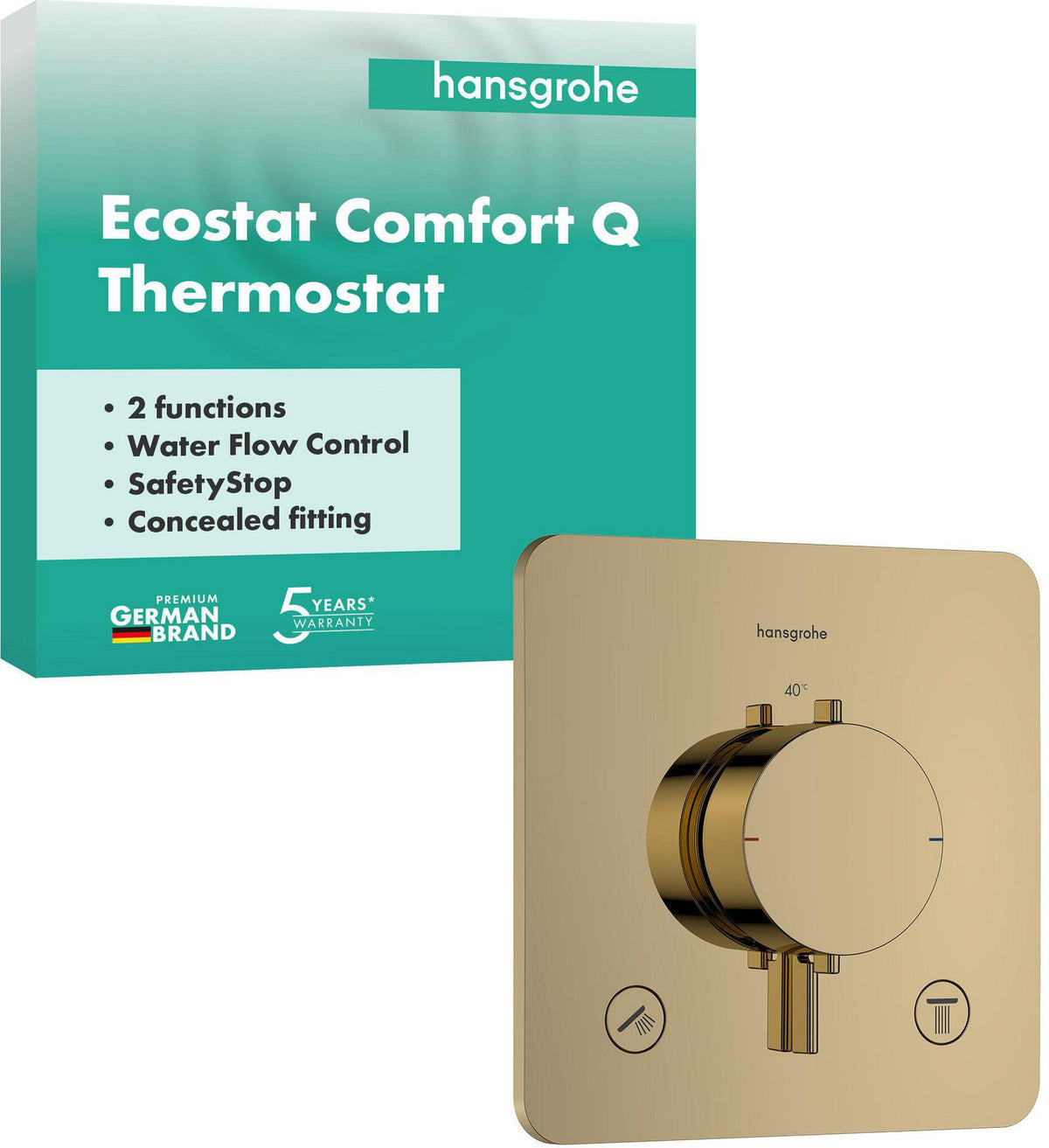 HANSGROHE Ecostat Comfort Q Thermostat UP Fertigset für 2 Verbraucher – Temperatur- und Volumensteuerung