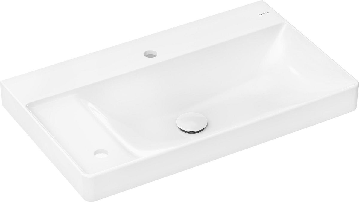 HANSGROHE Waschtisch Xelu Q 800x480mm mit Ablage links, 2 Hahnlöchern und SmartClean-Glasur