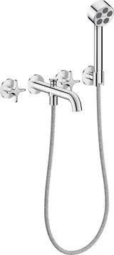 AXOR One 3-Loch Wannenarmatur Unterputz mit Handbrause – Kreuzgriff Chrom