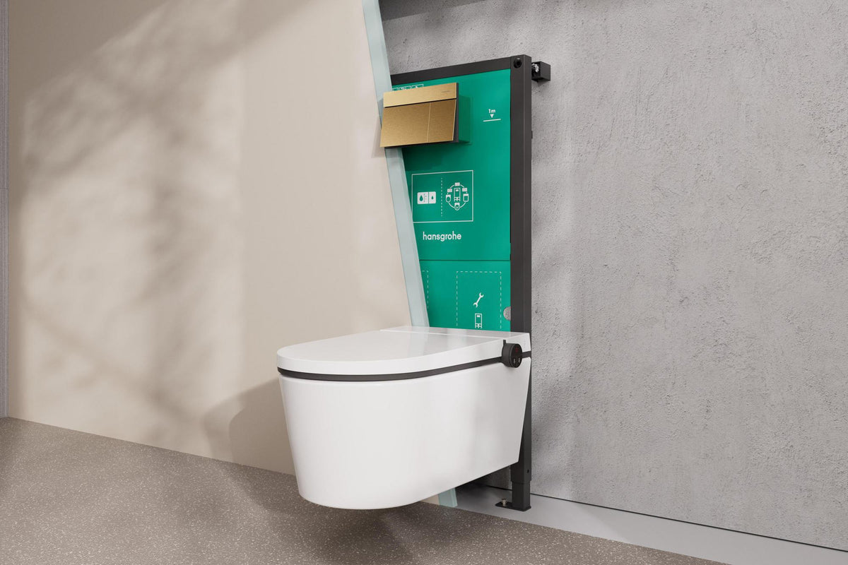 Hansgrohe iFrame Element E Betätigungsplatte mit 2-Mengen-Spülung, Metall, gebürstet