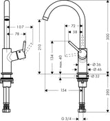 HANSGROHE Talis Einhebel-Waschtischmischer DN 15 mit schwenkbarem Auslauf und Push-Open Ablaufgarnitur, chrom