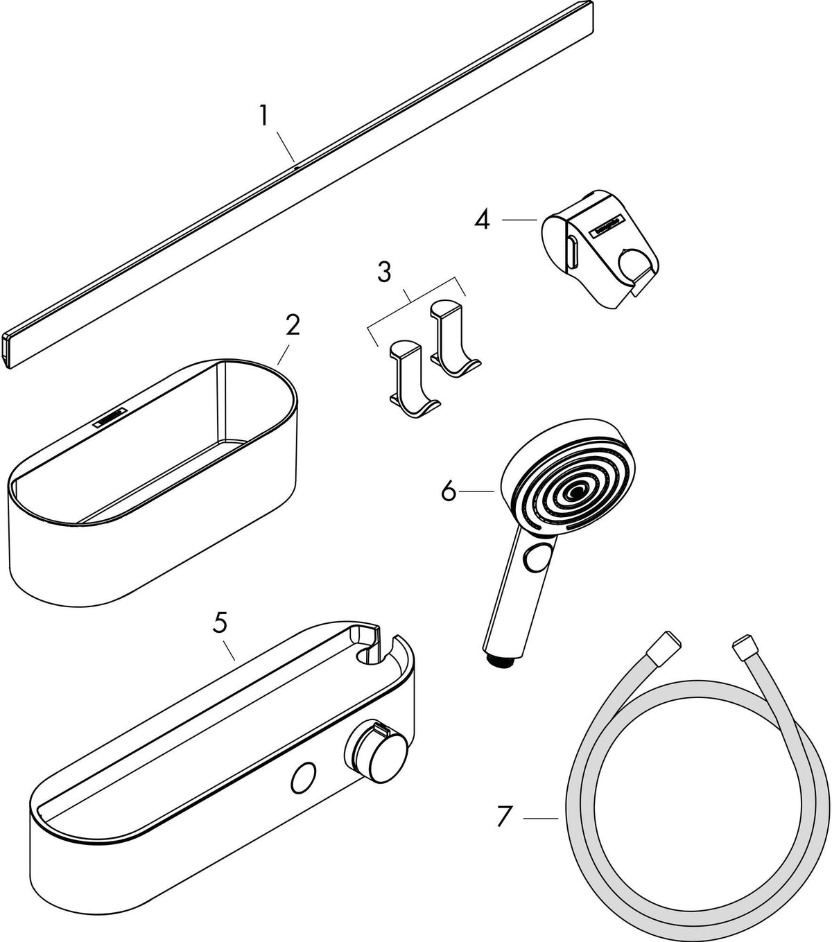 HANSGROHE WallStoris 105 Duschsystem Set mattschwarz mit Thermostat und Handbrause
