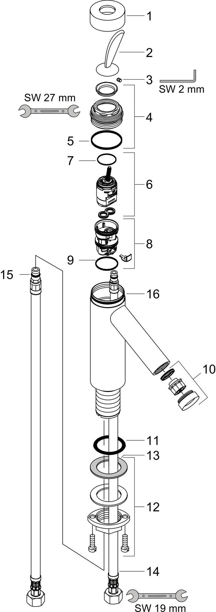 AXOR Starck Classic Einhand-Waschtischmischer DN 15 ohne Zugstange, chrom
