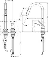 AXOR Citterio M 2-Loch Einhebel-Spültischmischer DN 15 mit Ausziehbrause Chrom