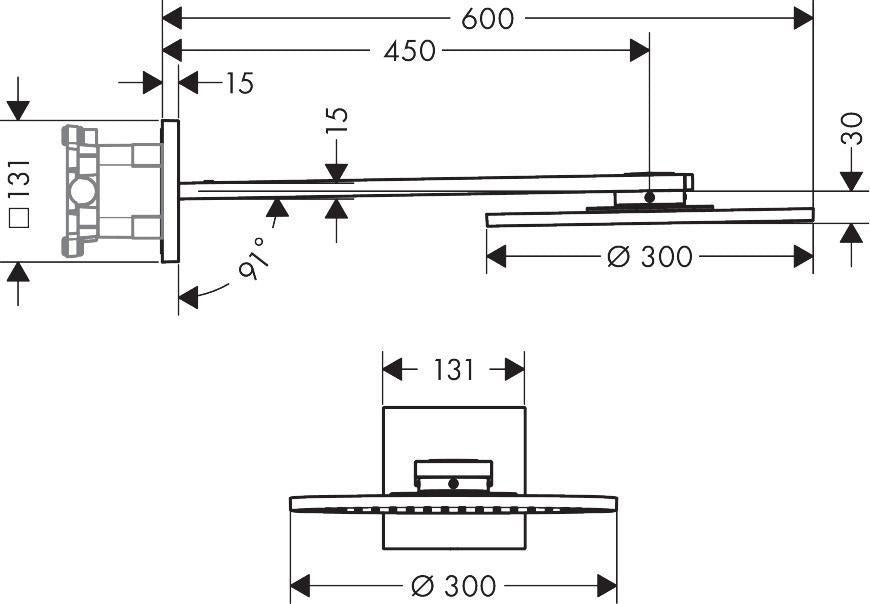 AXOR Kopfbrause 300 2jet ShowerSolution mit Brausearm 450 mm Chrom