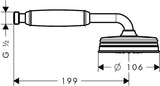 AXOR MONTREUX Handbrause 1jet DN 15 Chrom – 100 mm RainAir Strahl, QuickClean Antikalk