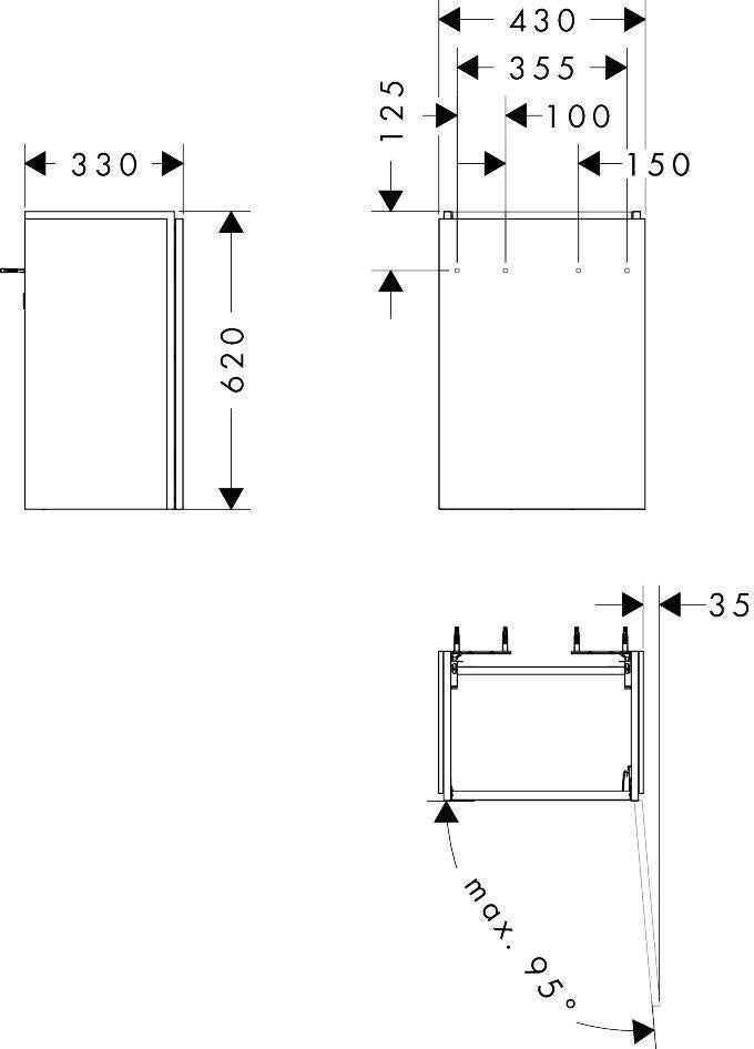 HANSGROHE Xilesa E Waschtischunterschrank 430 mm, Tür links, MoistureProof