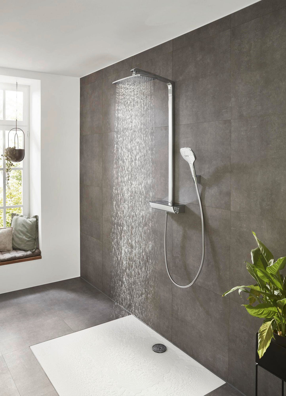 HANSGROHE Showerpipe Raindance Select E 360 mit Thermostat Ecostat Select – Chrom