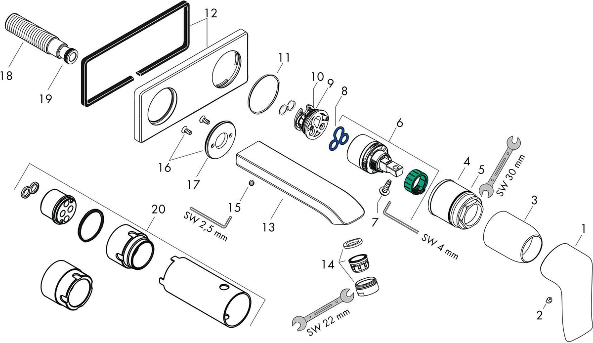 HANSGROHE Metris Einhebel-Waschtischmischer Unterputz DN 15 – Ausladung 165 mm, Chrom