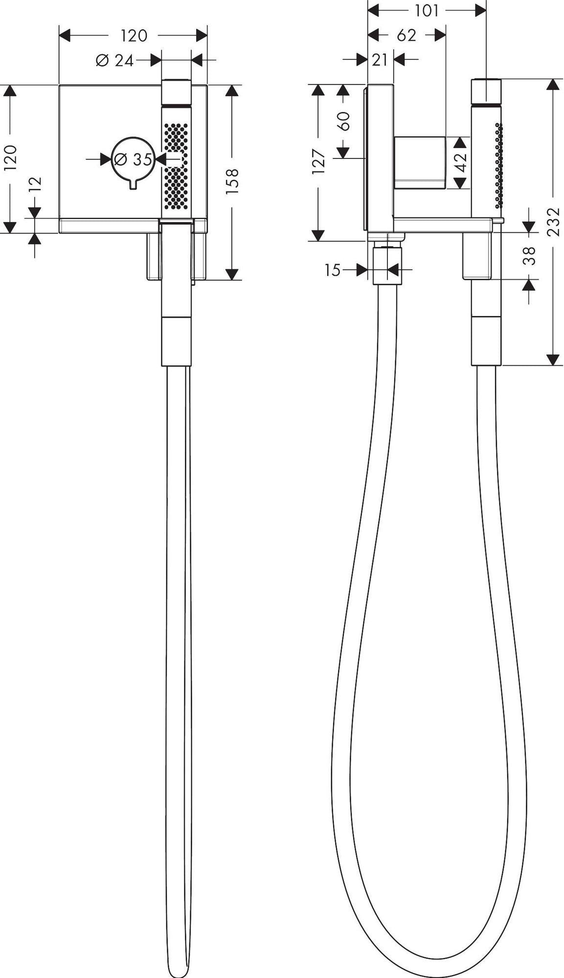 AXOR STARCK SHOWERCOLLECTION Handbrausemodul DN 15 Unterputz 12x12 Chrom