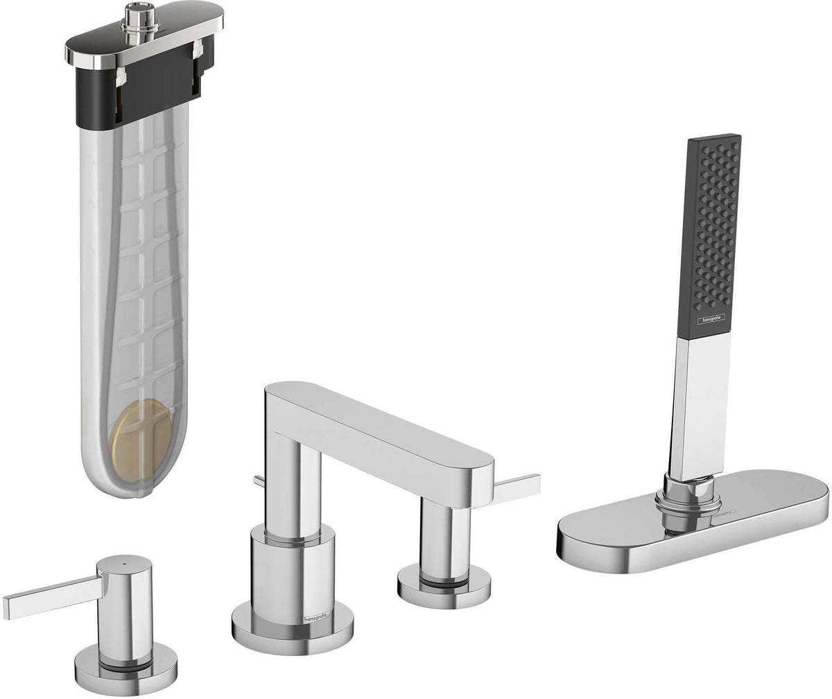 HANSGROHE Finoris Fertigmontageset 4-Loch-Wannenrandarmatur mit sBox in Chrom