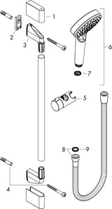 HANSGROHE RAINDANCE CROMETTA VARIO Brauseset weiß/chrom mit 650 mm Brausestange und EcoSmart