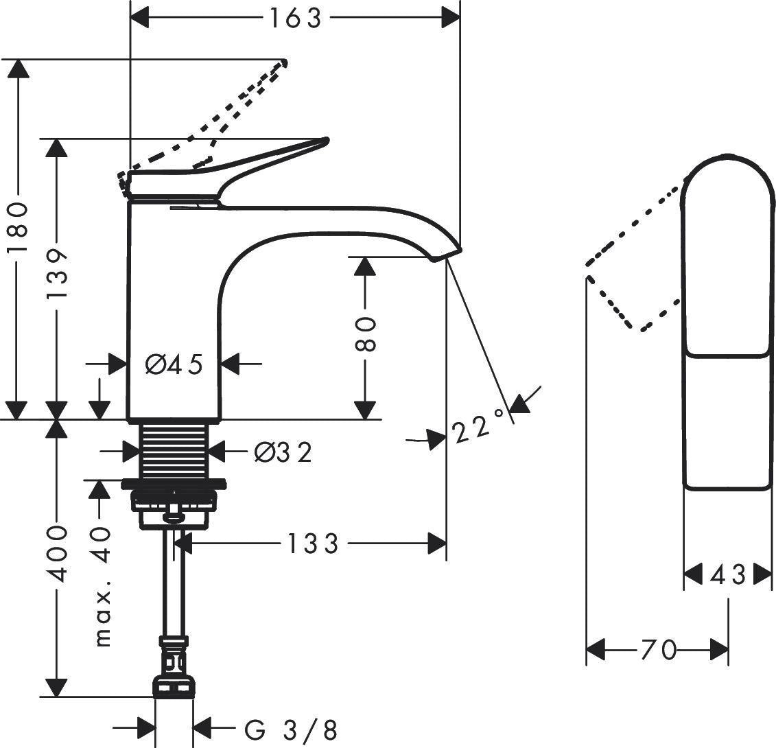 HANSGROHE Vivenis Standventil 80 mit WaterfallStream, Chrom, für Kaltwasser