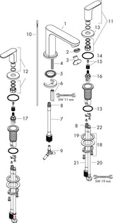 HANSGROHE Rebris S 3-Loch Waschtischarmatur mit Zugstangen-Ablaufgarnitur, chrom, 110 ComfortZone