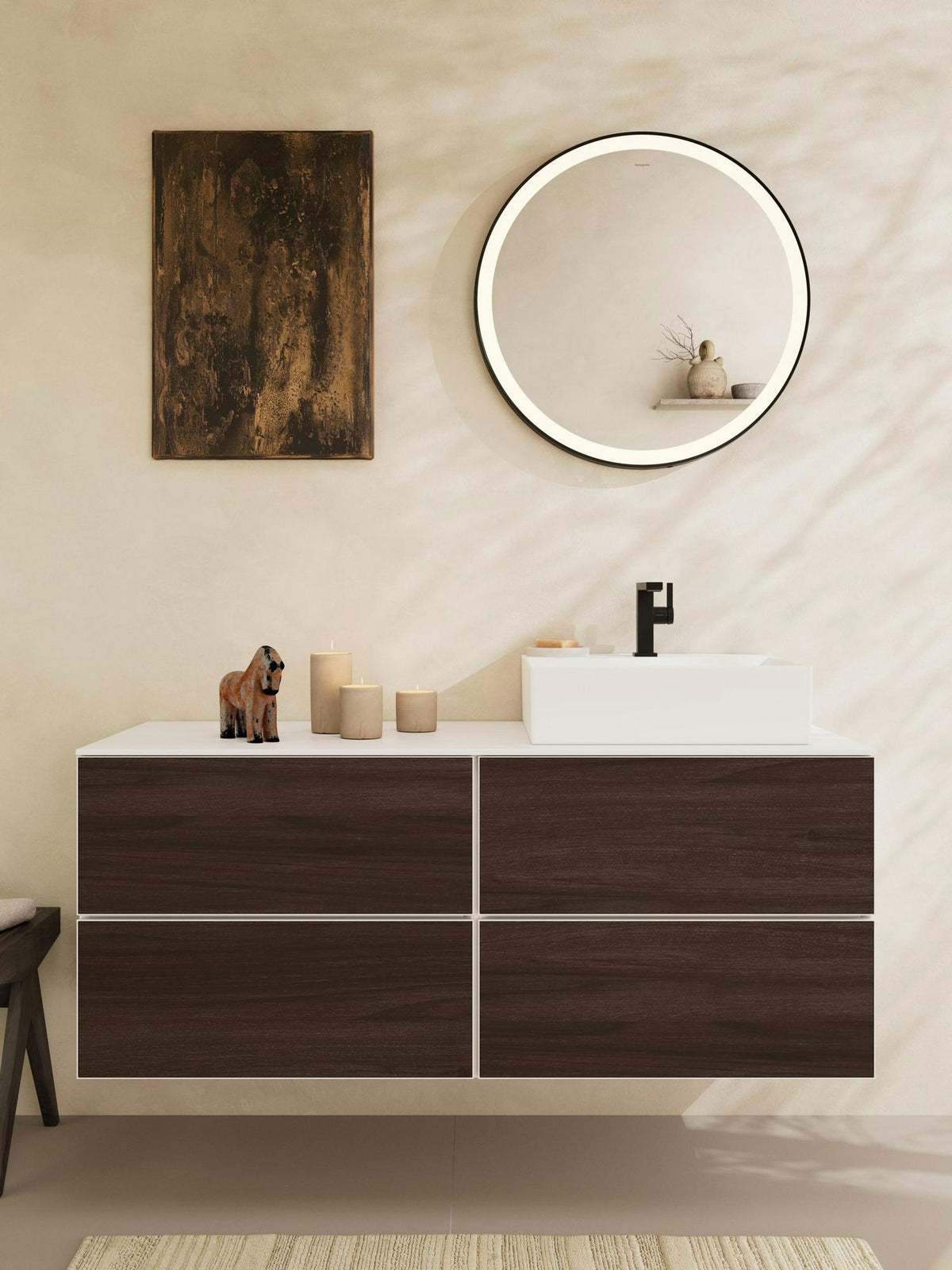 HANSGROHE Spiegel Xarita Lite S – runder LED-Wandspiegel 700 mm mit TouchlessSensor und AntiFog