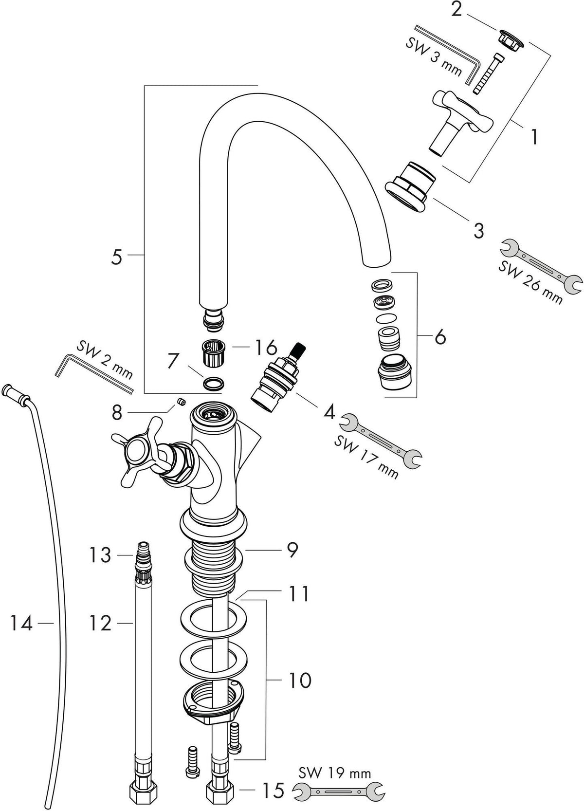 AXOR Montreux 2-Griff Waschtischarmatur DN 15 mit Zugstangen-Ablaufgarnitur, chrom