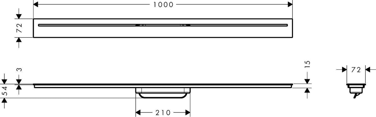AXOR Drain Duschrinne Fertigset 1000 mm chrom – Designabdeckung, Dryphon, höhenverstellbar