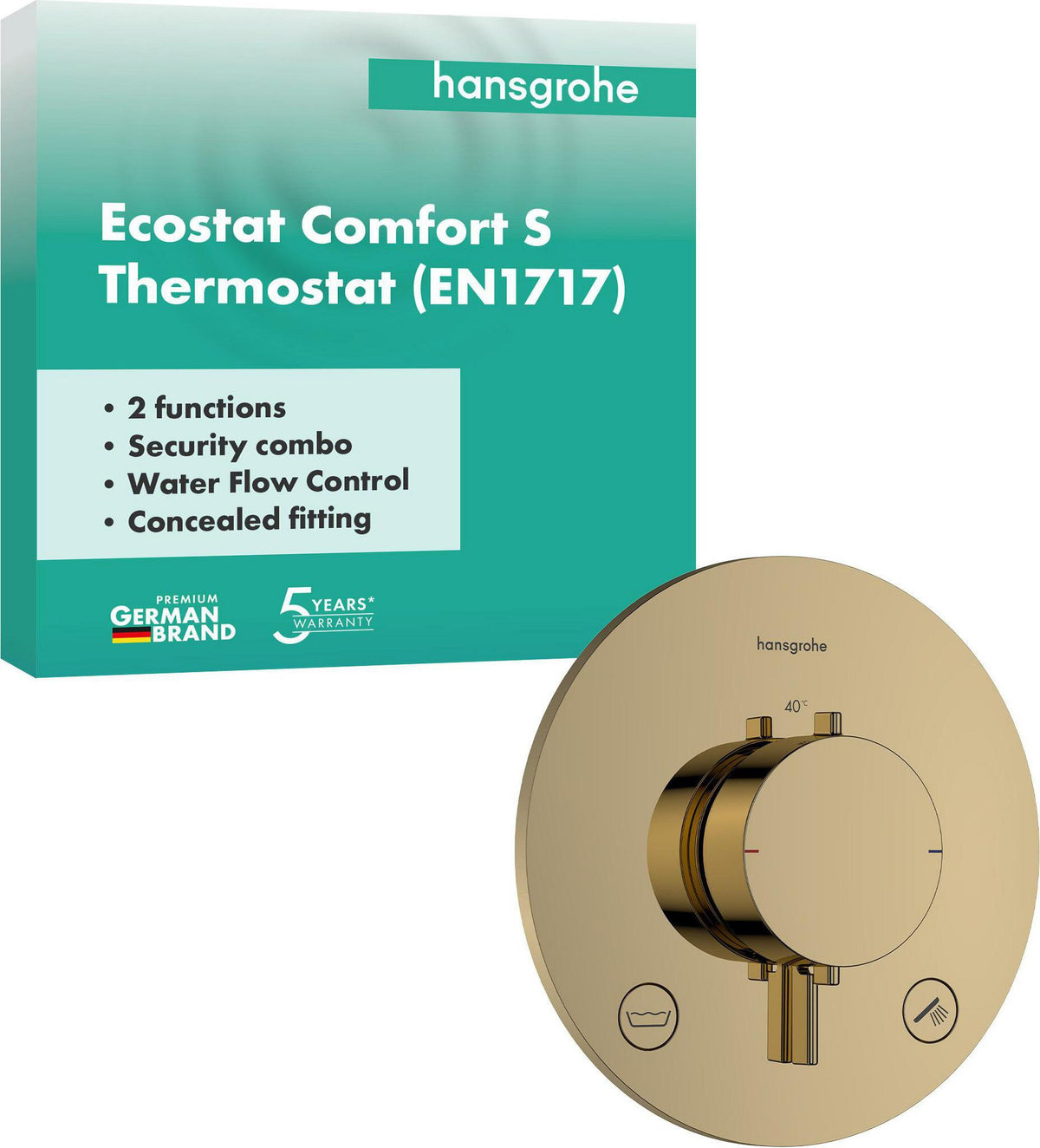 HANSGROHE Ecostat Comfort S Thermostat UP Fertigset für 2 Verbraucher mit Sicherungskombination