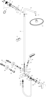 HANSGROHE Showerpipe CROMETTA S 240 chrom mit Einhebelmischer – Duschsystem mit 240 mm Kopfbrause
