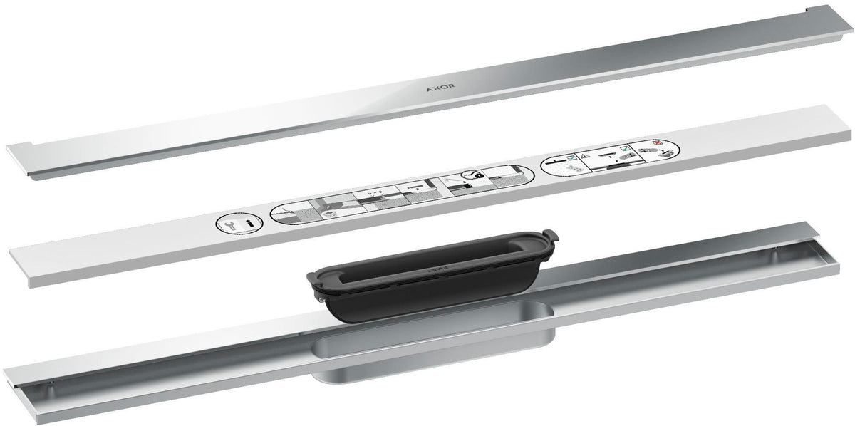 AXOR Drain Fertigset Duschrinne 700 mm Wandmontage Chrom – mit Dryphon & Designabdeckung
