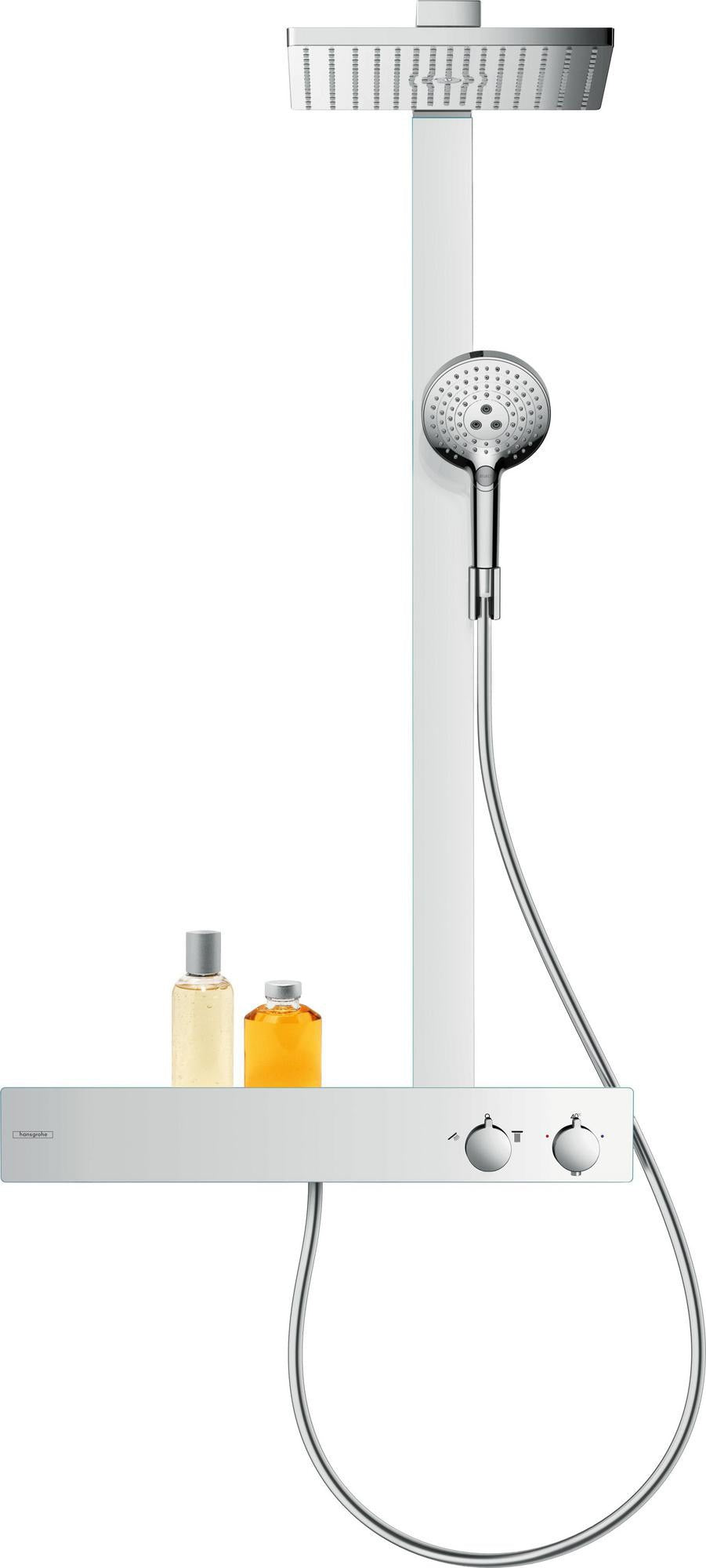 HANSGROHE Raindance E 300 Showerpipe Duschsystem mit Thermostat ShowerTablet 600, 300x300 mm, Chrom