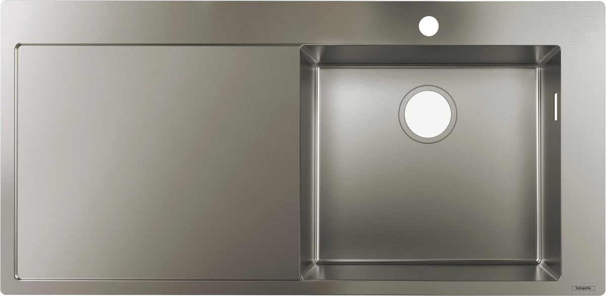 HANSGROHE S71 Einbauspüle 450 mit Abtropffläche, Edelstahl, Becken rechts
