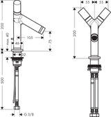AXOR STARCK 2-Griff-Waschtischarmatur 80 mm mit Zugstangen-Ablaufgarnitur, DN 15, chrom