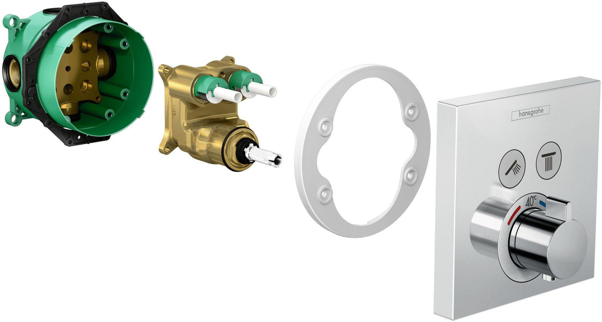 HANSGROHE ShowerSelect UP Thermostat für 2 Verbraucher – Chrom, Select-Button, thermostatische Regelung