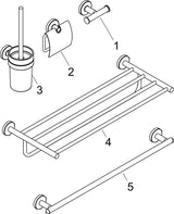 HANSGROHE Logis Universal Bad-Accessoire-Set 5-teilig in Chrom – Handtuchhalter, Papierrollenhalter, WC-Bürste & Haken