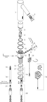 AXOR STARCK Elektronik-Waschtischmischer DN 15 mit Infrarot-Sensorik und ComfortZone 90