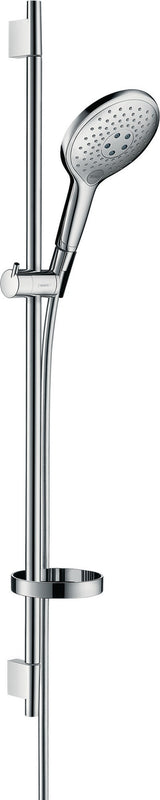 HANSGROHE Raindance Select S 150 3jet Brauseset mit Unica'S Puro Stange und Seifenschale, Chrom