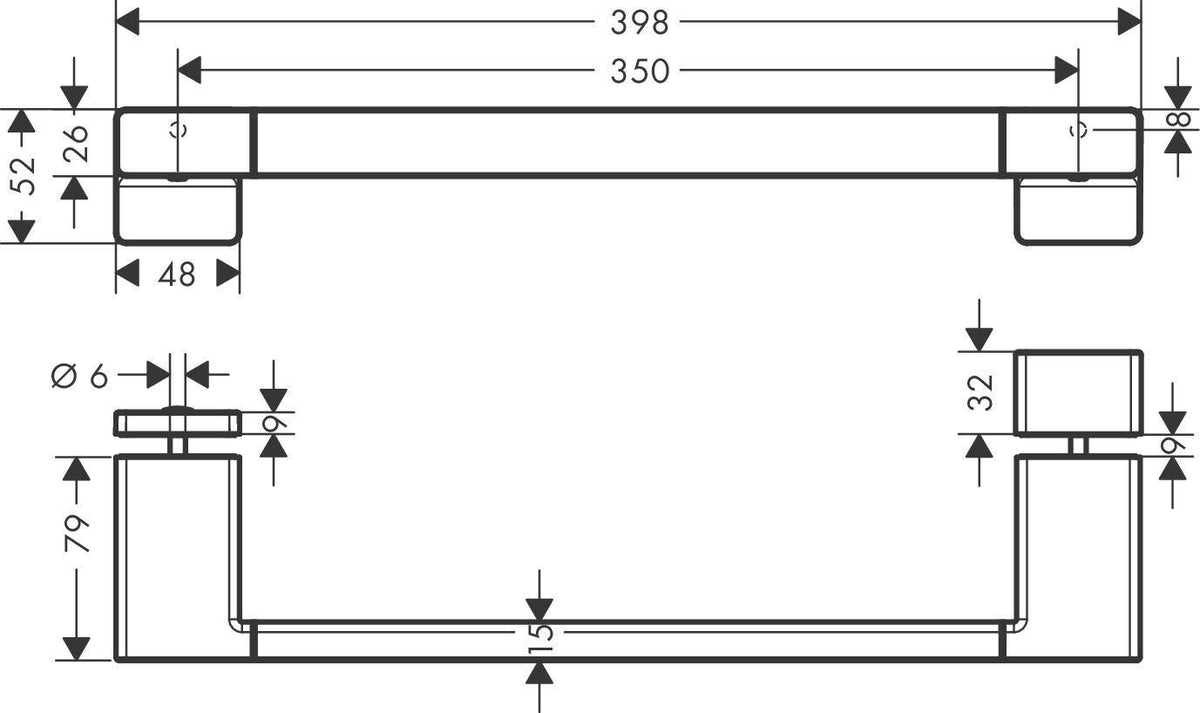 Hansgrohe AddStoris Duschtürgriff Chrom – Metall, 398 mm, verdeckte Befestigung