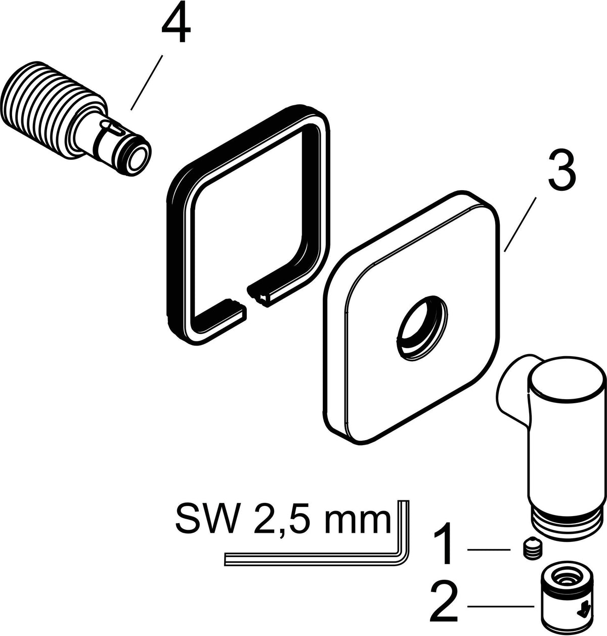 AXOR Wandanschluss Fine softsquare G1/2" mit Rosette und Rückflussverhinderer – Messing