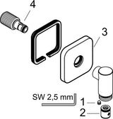 AXOR Wandanschluss Fine softsquare G1/2" mit Rosette und Rückflussverhinderer – Messing