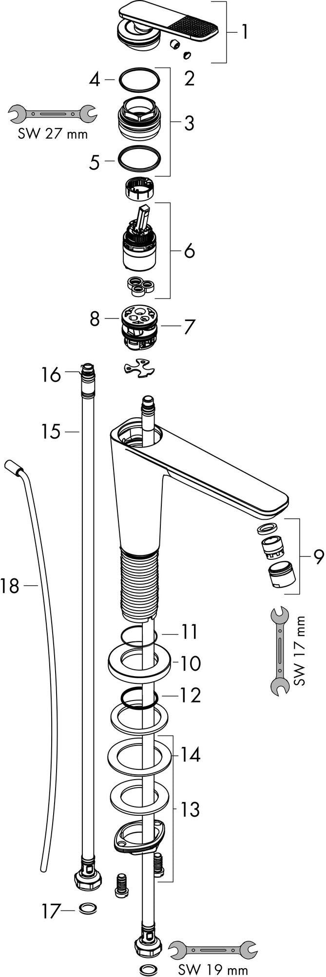 AXOR Citterio C Einhebel-Waschtischmischer mit Zugstangen-Ablaufgarnitur, chrom, ComfortZone 90