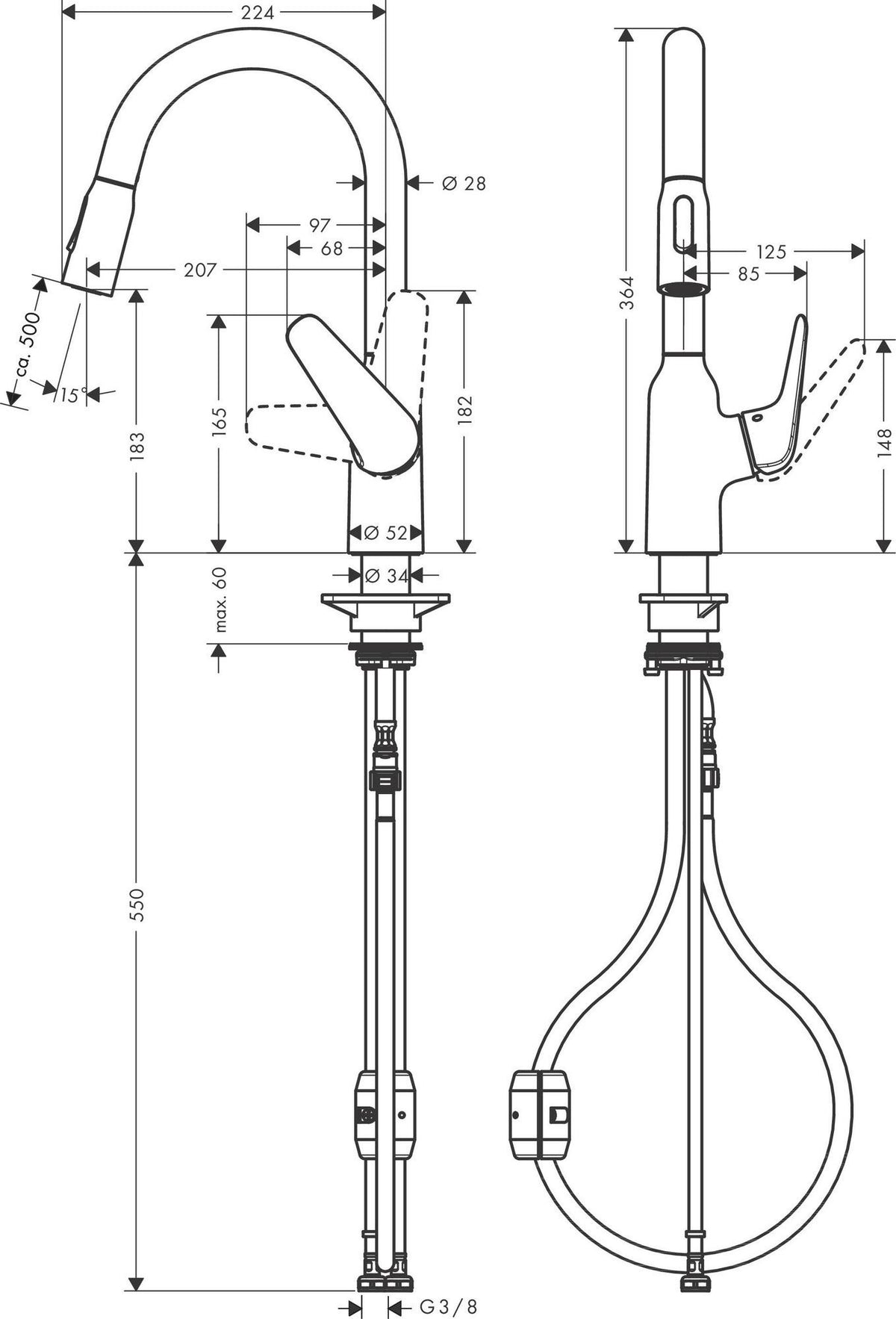 HANSGROHE Focus M42 Spültischmischer 180 mit Ausziehbrause, chrom