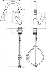 HANSGROHE Focus M42 Spültischmischer 180 mit Ausziehbrause, chrom