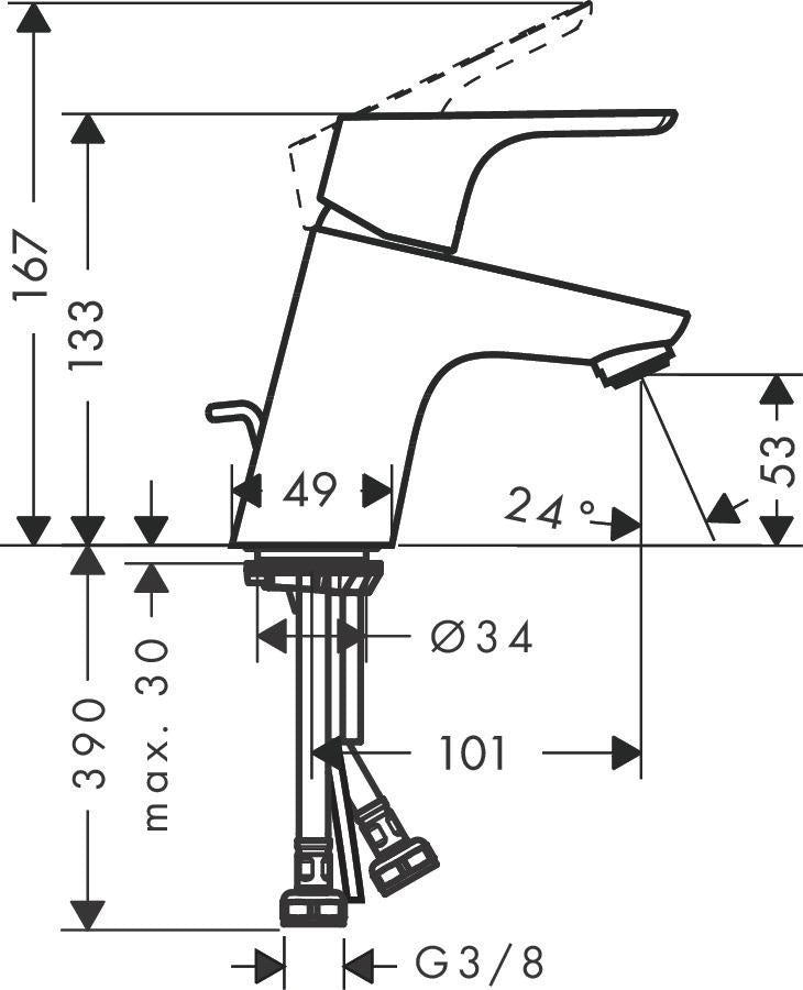 Hansgrohe Focus 70 Einhebel-Waschtischmischer DN 15 mit Zugstangen-Ablaufgarnitur, chrom
