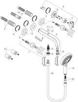 AXOR CITTERIO 3-Loch-Wannenarmatur DN 15 Unterputz mit Handbrause und Kreuzgriff Chrom