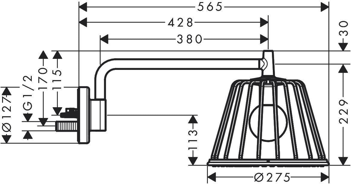 AXOR LampShower Nendo Kopfbrause 275 mm Chrom mit LED-Beleuchtung und Brausearm
